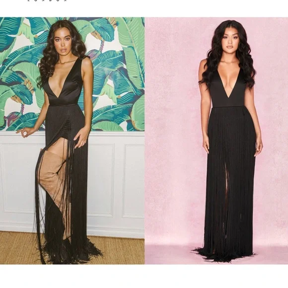 chinese dress ladies Jasmine Fringe Maxi Dress ~ Ivory Luxe Satin – Show Me Your Mumu main image 1